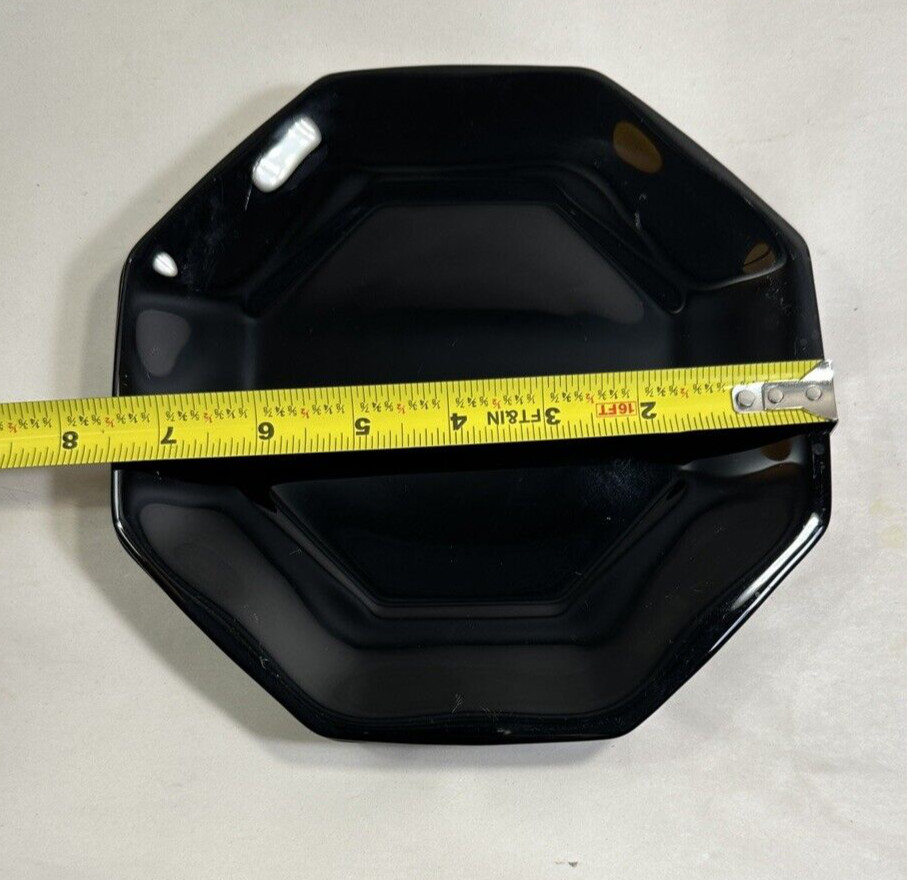 Arcoroc OCTIME Black Set Of 4 Salad Plates 7.5” Octagonal Sided Glass France - Image 2