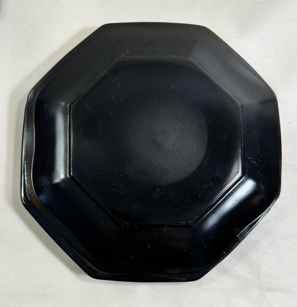 Arcoroc OCTIME Black Set Of 4 Salad Plates 7.5” Octagonal Sided Glass France - Image 5