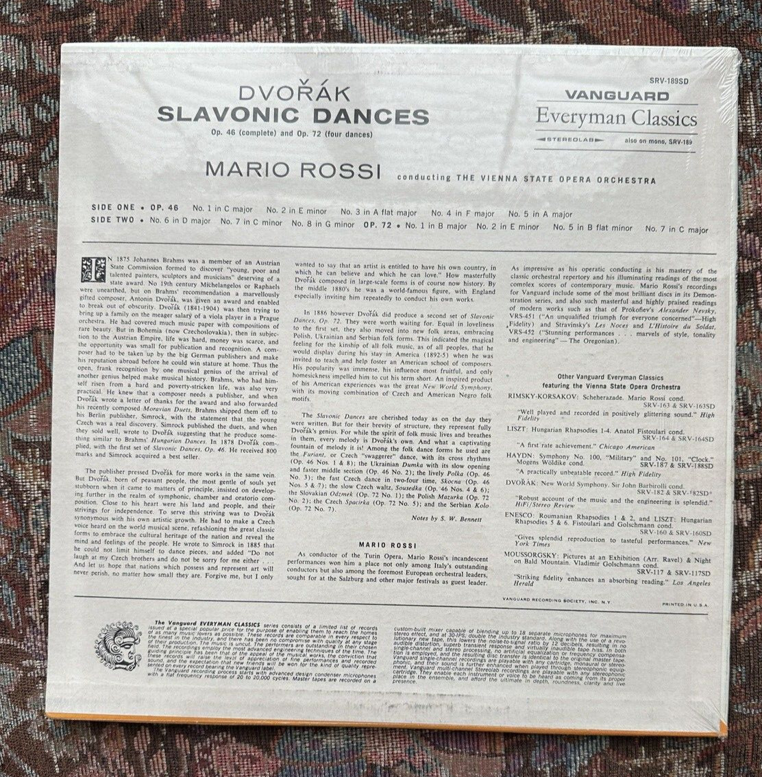 SEALED: Dvorak Slavonic Dances - Mario Rossi, Vienna State Opera Orch. SRV-189SD - Image 1