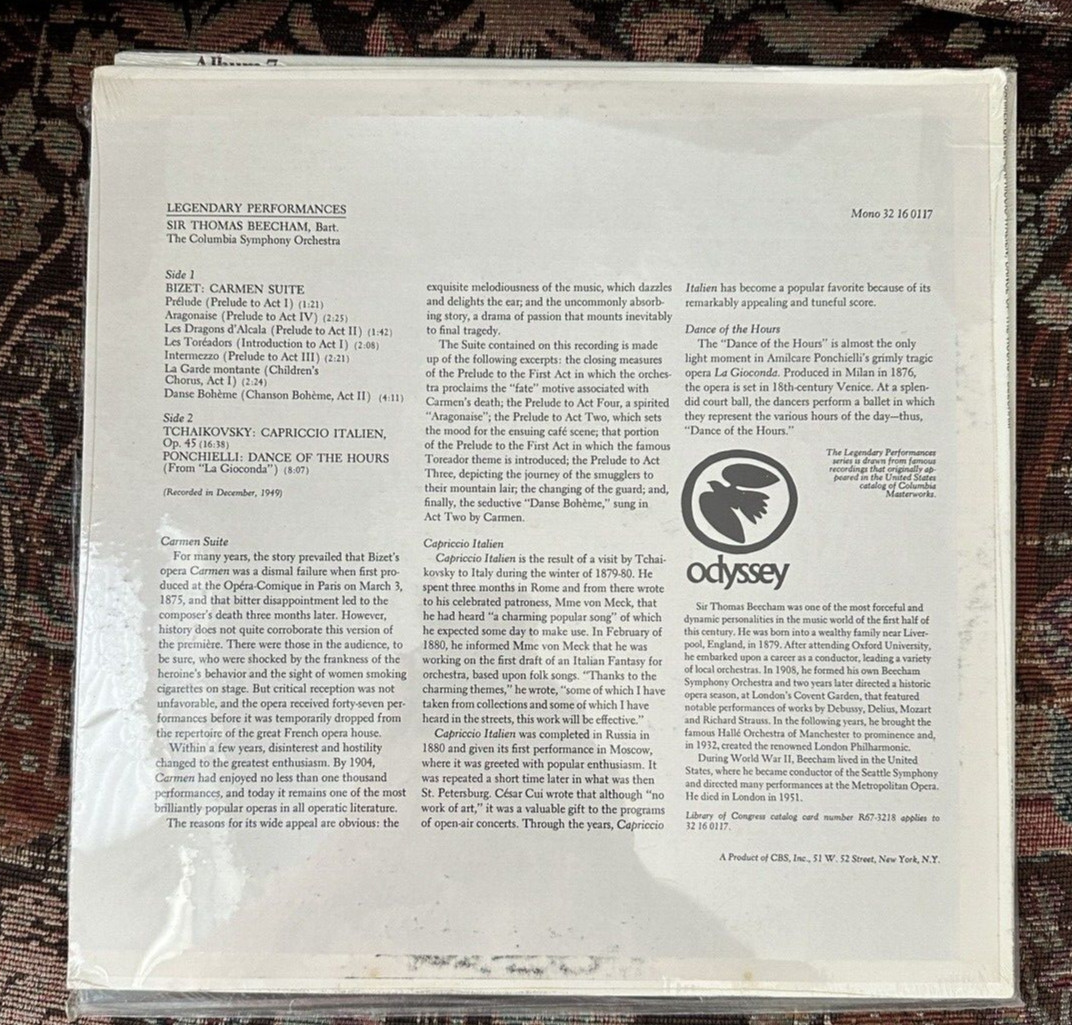 SEALED: Sir Thomas Beecham - Bizet: Carmen Suite / Tchaikovsky Capriccio Italien - Image 1