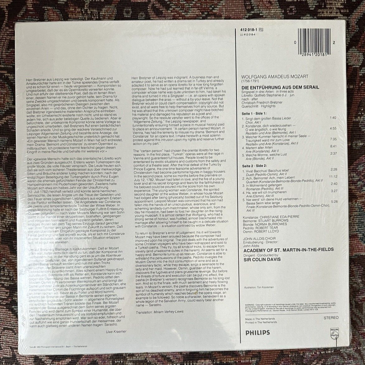 SEALED: Mozart - The Abduction From The Seraglio - Highlights - 412 018-1 - Image 1