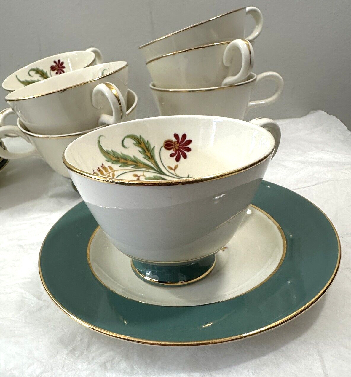 Set of 2 (Two) Homer Laughlin Cavalier Eggshell Tea Cup / Saucer Sets E 53 N5 - Image 6