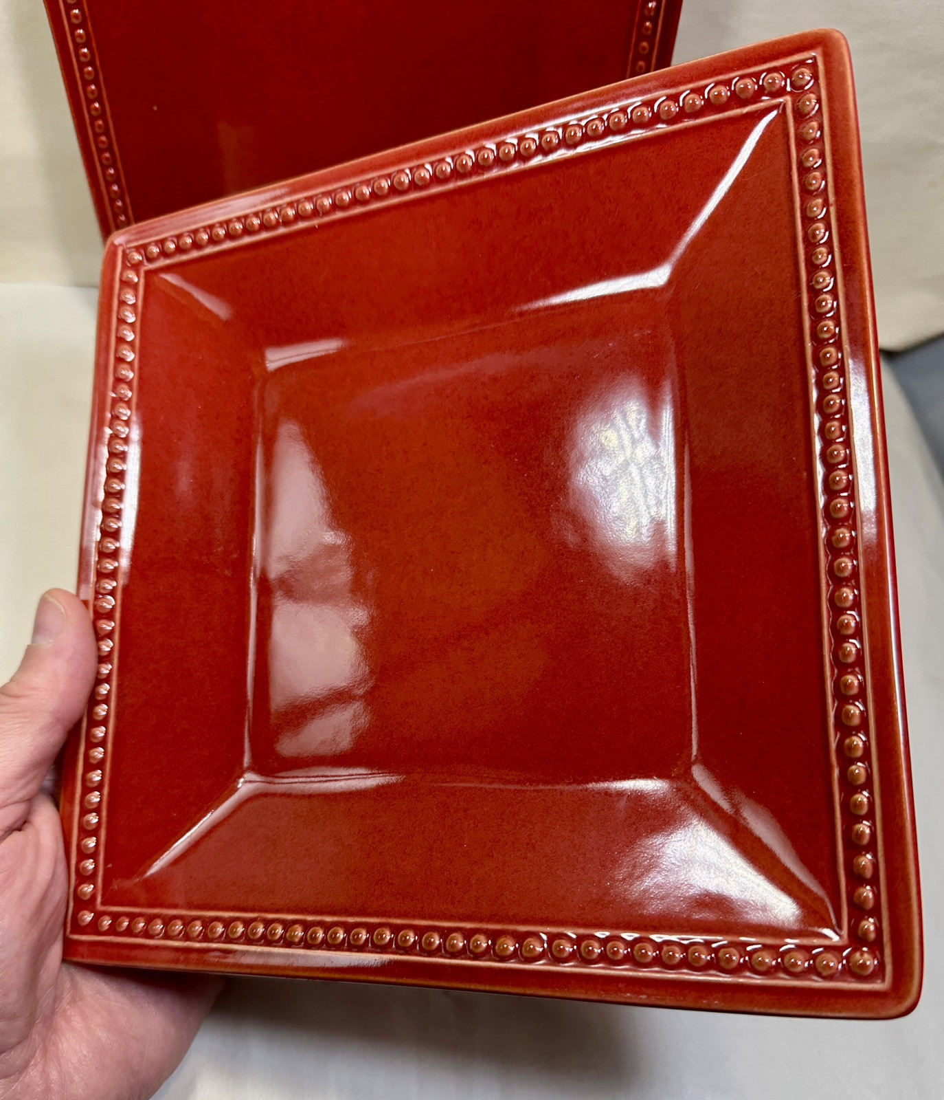 Set of 2 Pier 1 Imports Spice Route Paprika 8 3/8" Square Salad Plates - NOS - Image 1