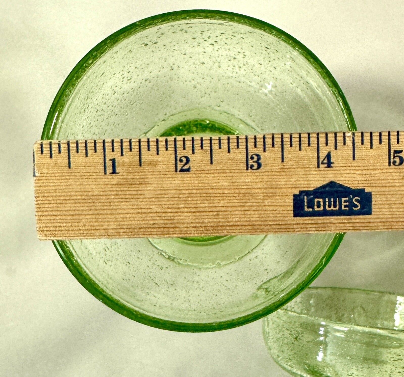 Three (3) Mexican Hand Blown Lime Colored Margarita Glasses -- Immaculate - Image 5