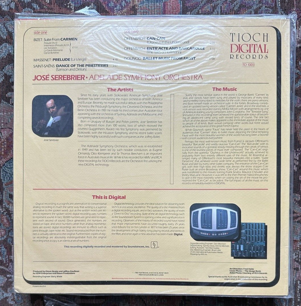 SEALED: Carmen Suite - Jose Serebrier, Adelaide Orchestra - TD 1003 - Image 1