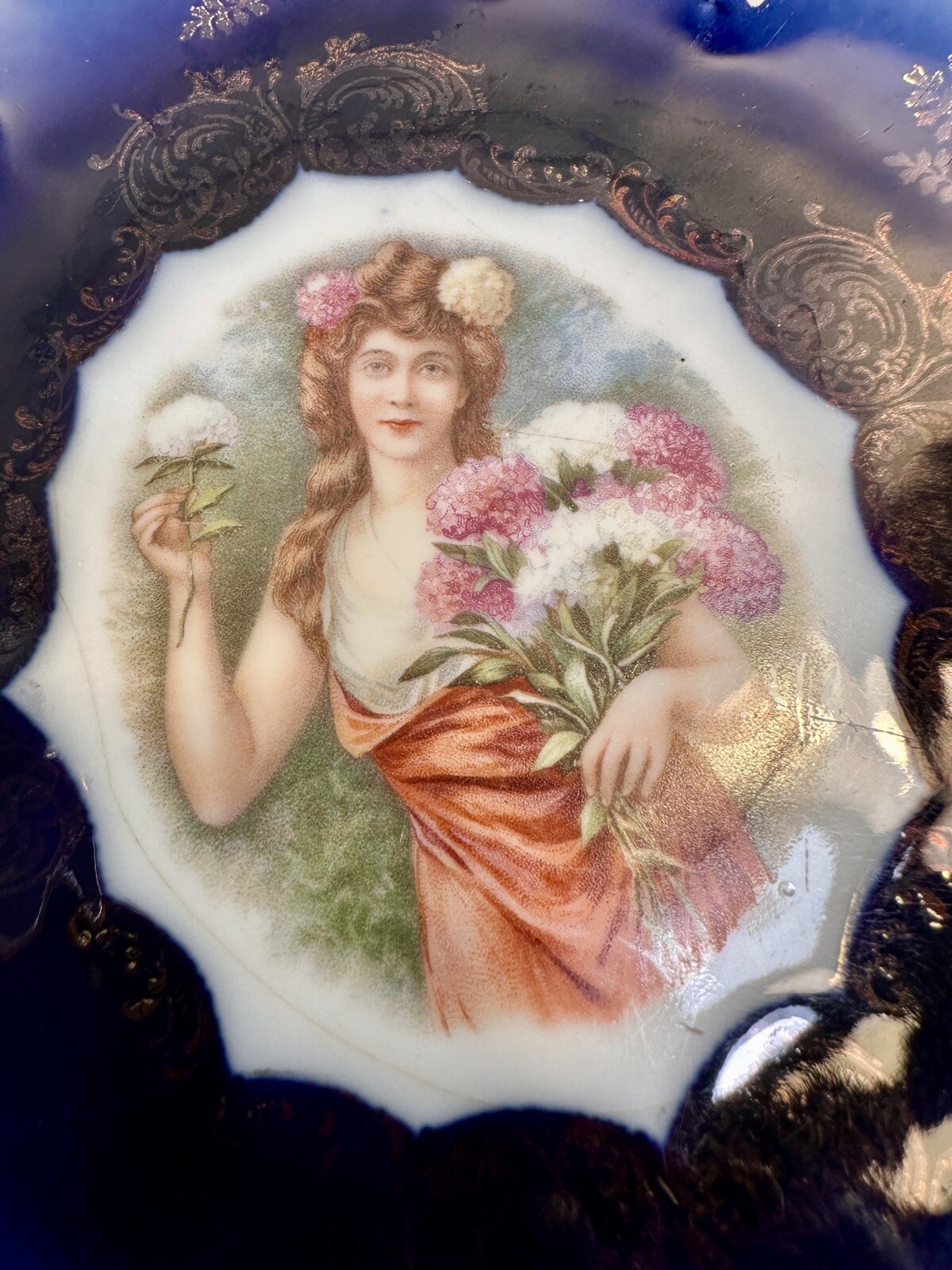 Royal Bavarian China P.M.B Germany Cobalt Plate - Manufacturing Defect - Image 3