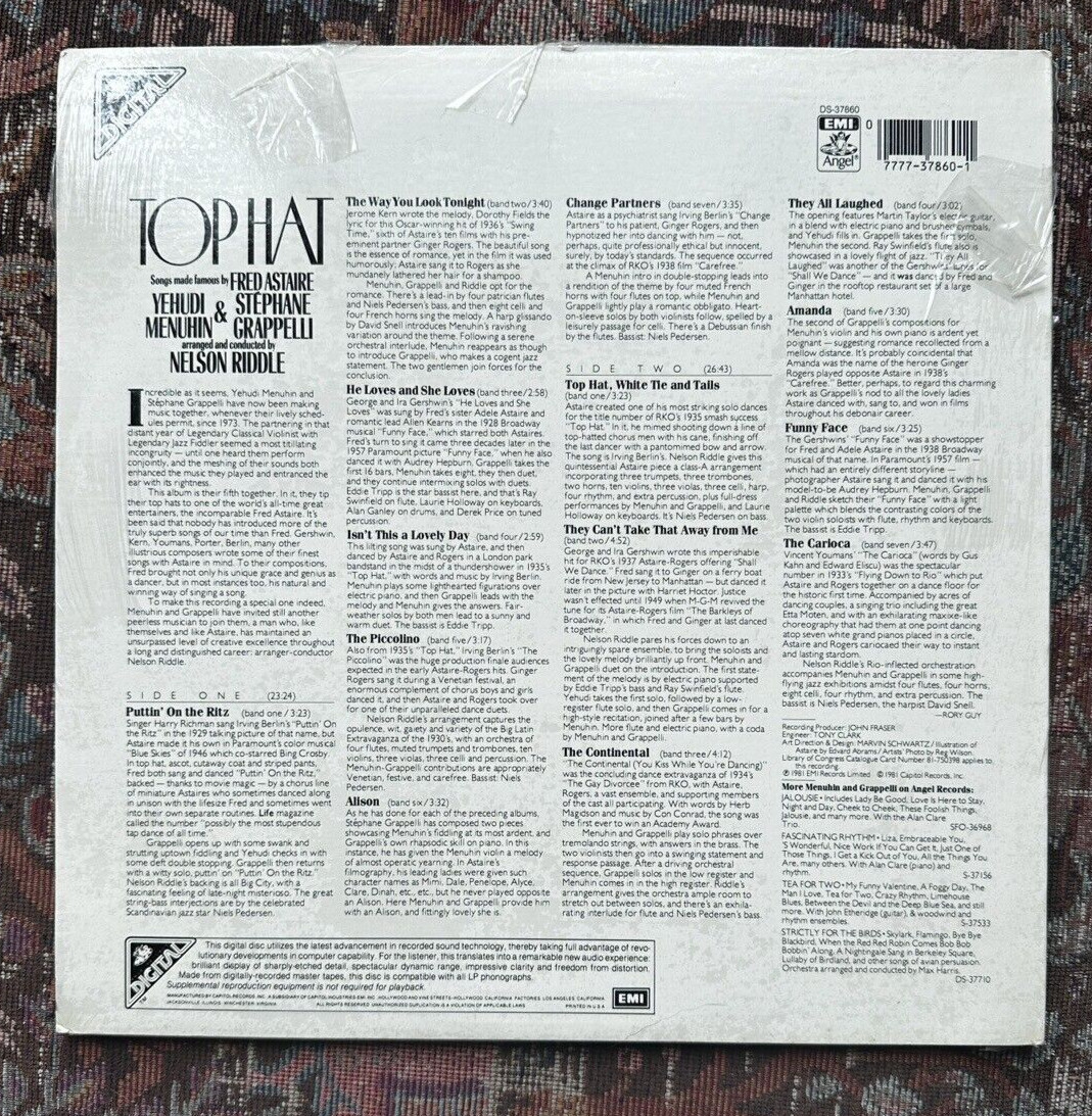 SEALED: Yehudi Menuhin - Top Hat - Nelson Riddle - Angel DS 37860 - Image 1