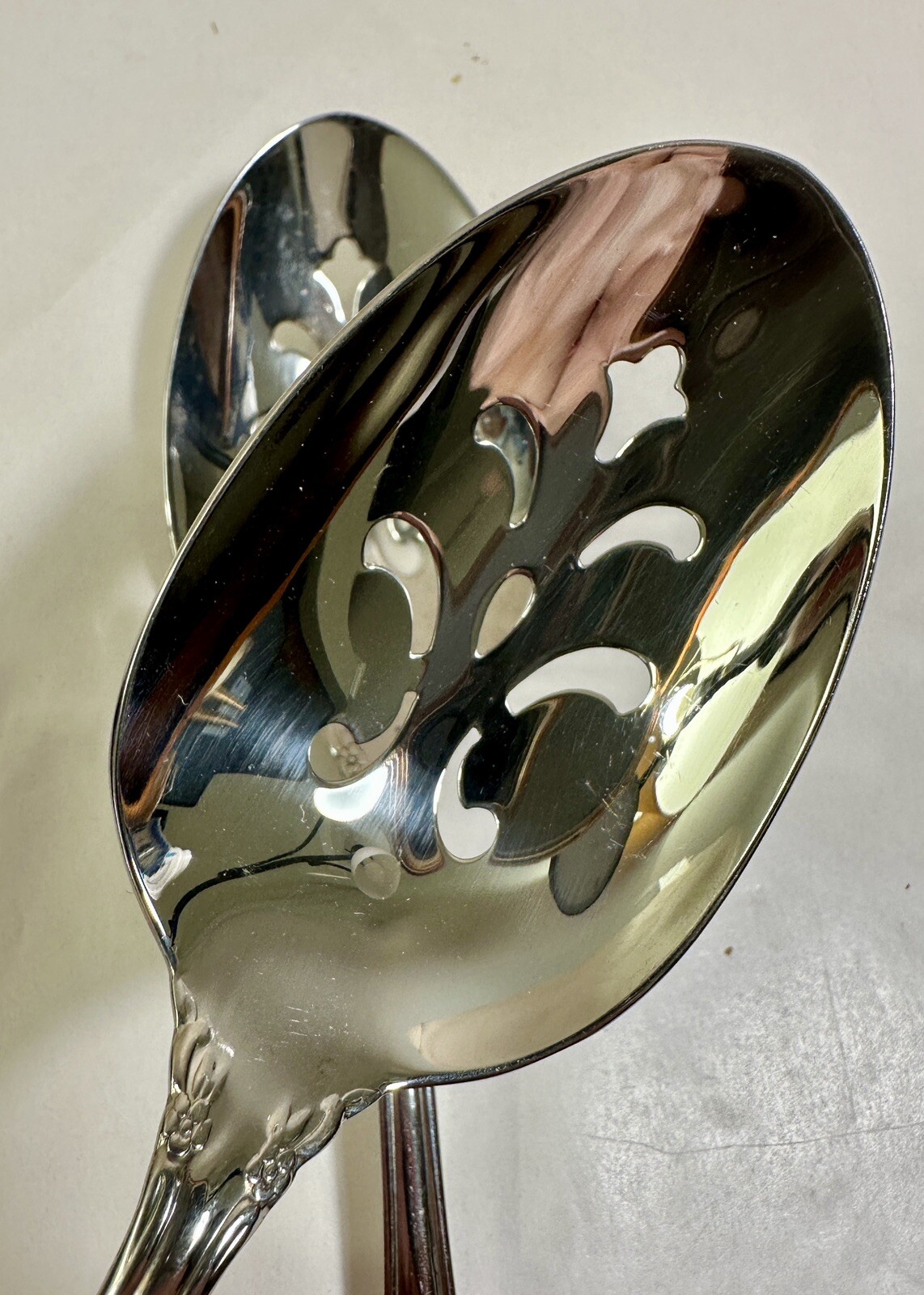 One Oneida Dover Stainless Pierced Tablespoon (Serving Spoon) - 8 3/8" - Image 2