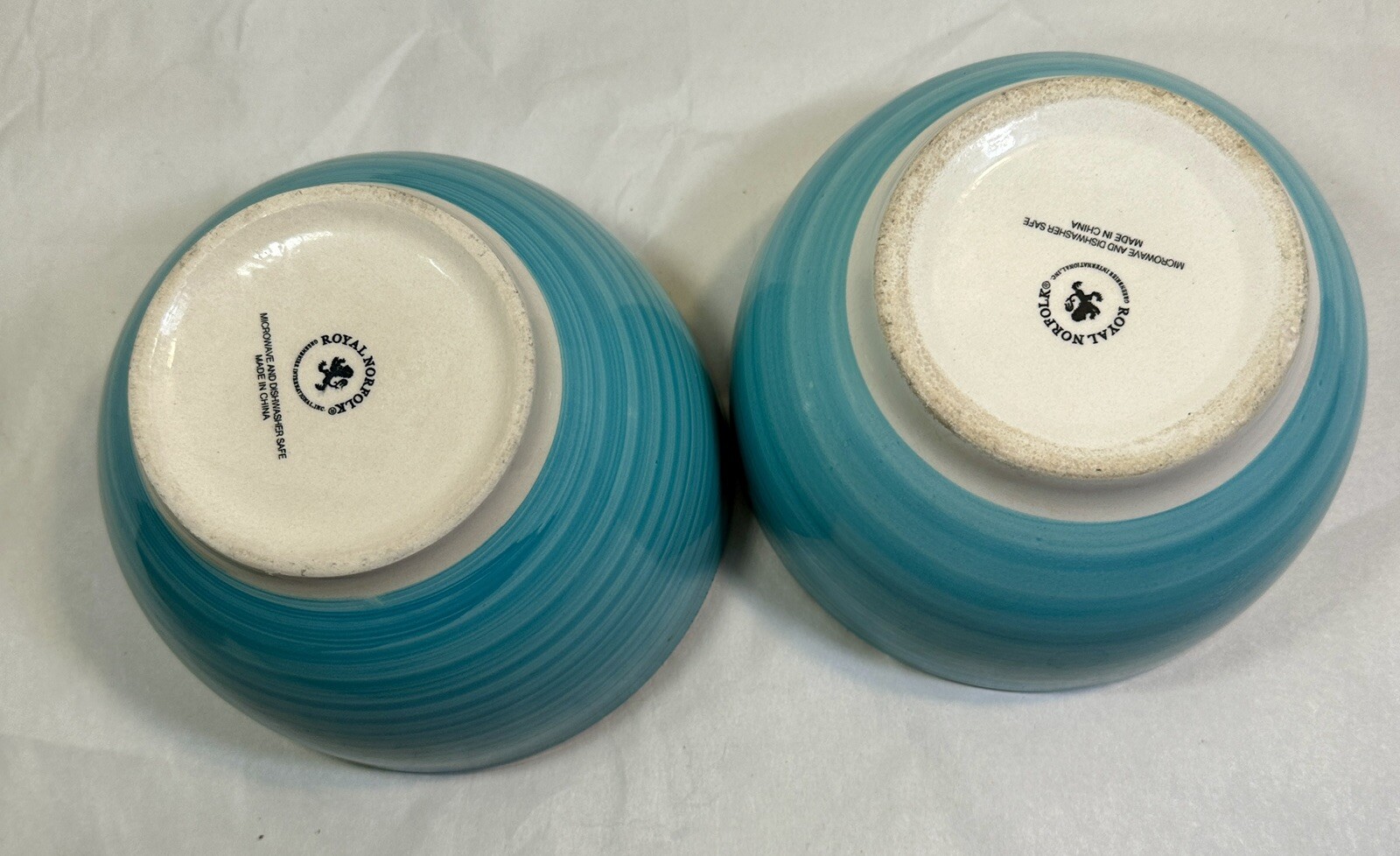 Set of 2 Royal Norfolk Turquoise Swirl Soup / Cereal Bowls -  5-1/2"  Stoneware - Image 3