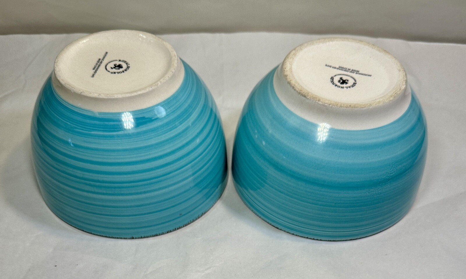 Set of 2 Royal Norfolk Turquoise Swirl Soup / Cereal Bowls -  5-1/2"  Stoneware - Image 4