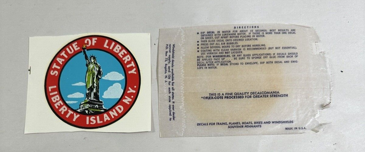 Statue of Liberty Vintage Decal - Decalomania, 1950s - Liberty Island N.Y. - Image 2