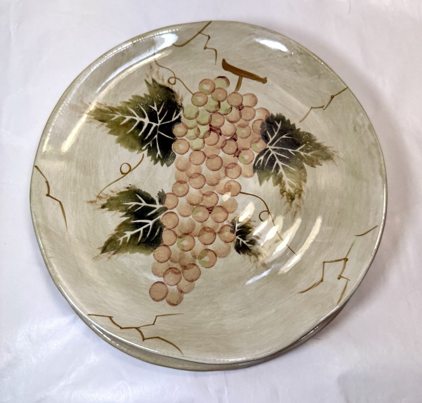 Set of 3 Tabletops Unlimited Cabernet Hand Painted Salad Plates 8 5/8" Grapes - Image 2