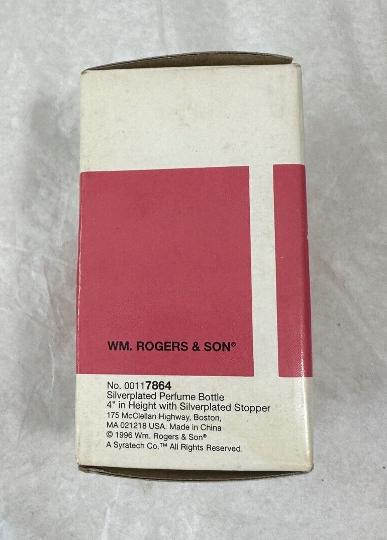 UNOPENED: WM Rogers Clear Glass Perfume Bottle With Silverplated Heart Stopper - Image 4