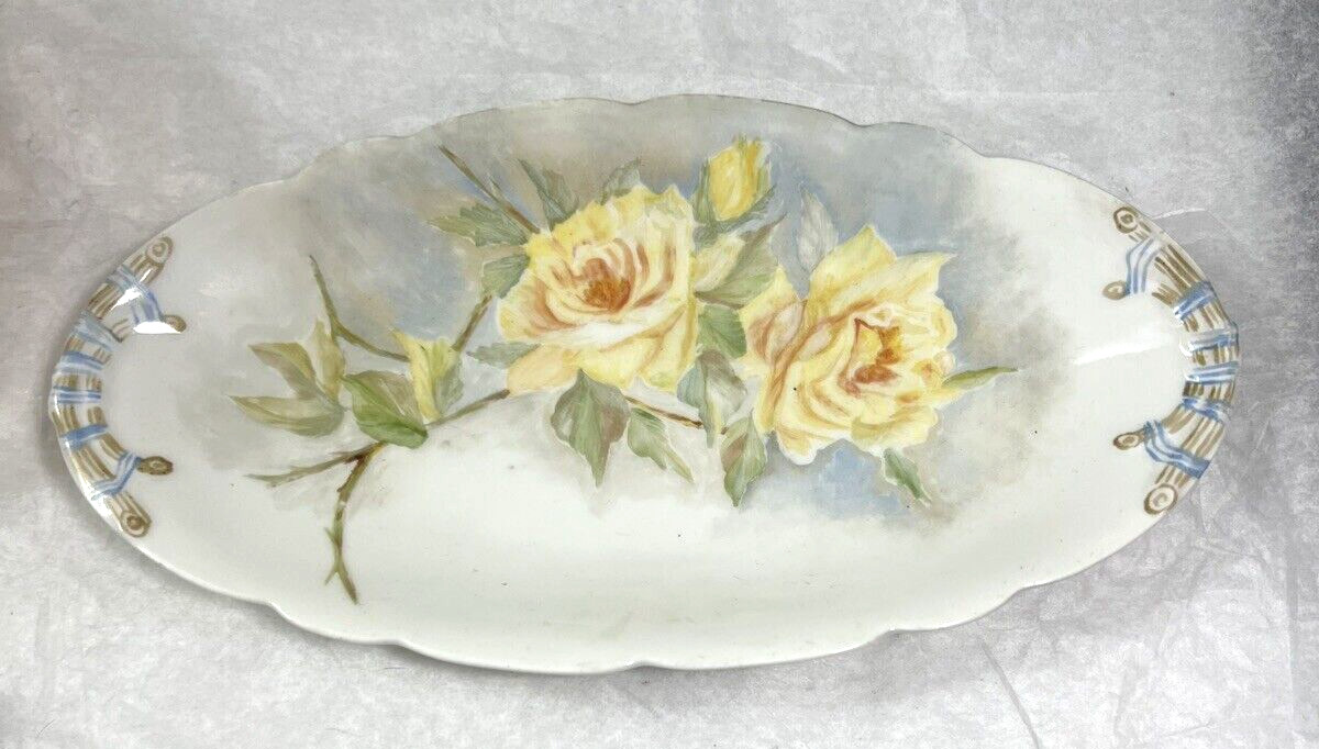 Antique J.P.L. Limoges France Jean Pouyat Hand Painted Serving / Candy Dish