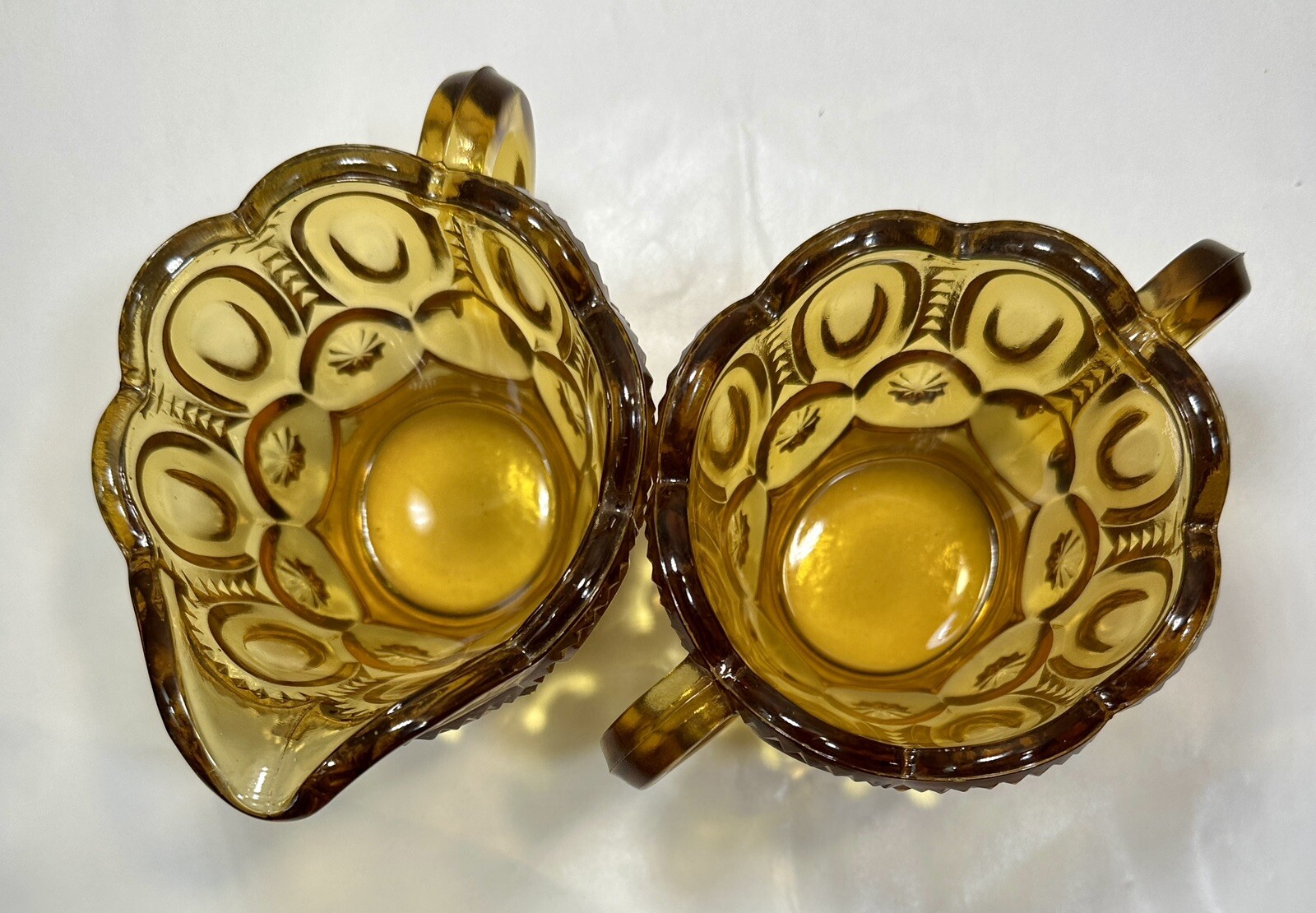 LE Smith Moon and Stars Amber Glass Creamer and Sugar Bowl - MINT - Image 2