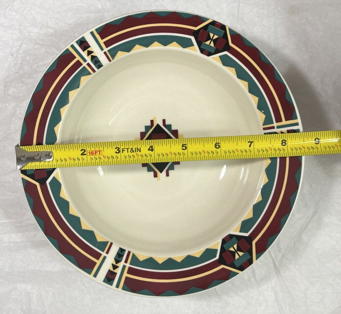 Two Tienshan Stoneware Southwestern Green, Brown and Cream Soup / Cereal Bowls - Image 3