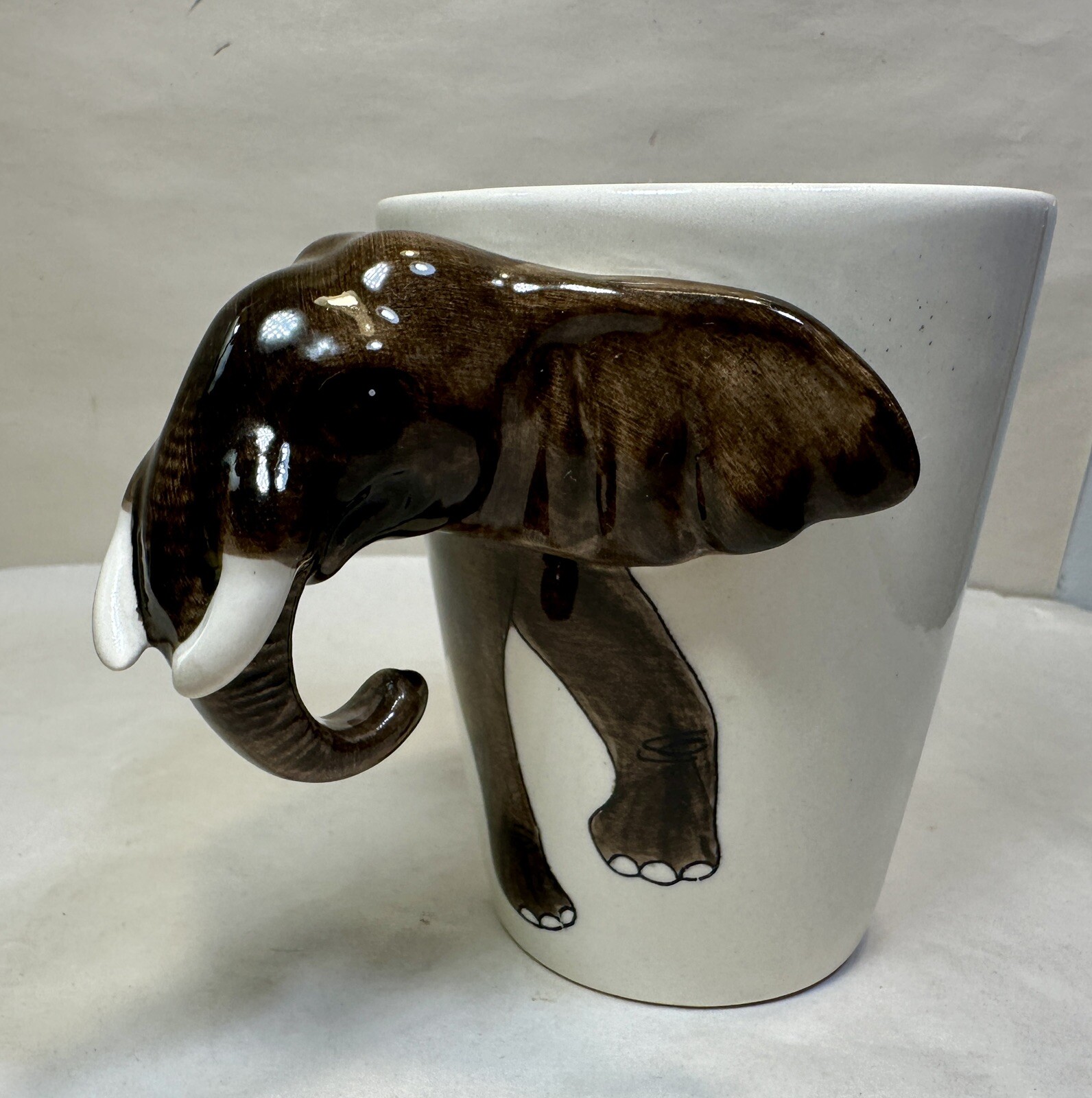 World Market 3D Elephant 12 Oz Ceramic Cream/Brown Coffee Mug Made in Thailand - Image 1