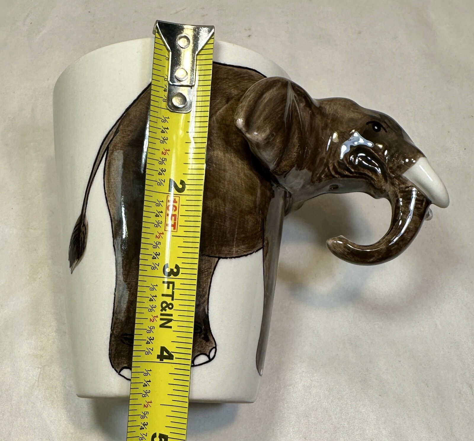 World Market 3D Elephant 12 Oz Ceramic Cream/Brown Coffee Mug Made in Thailand - Image 6