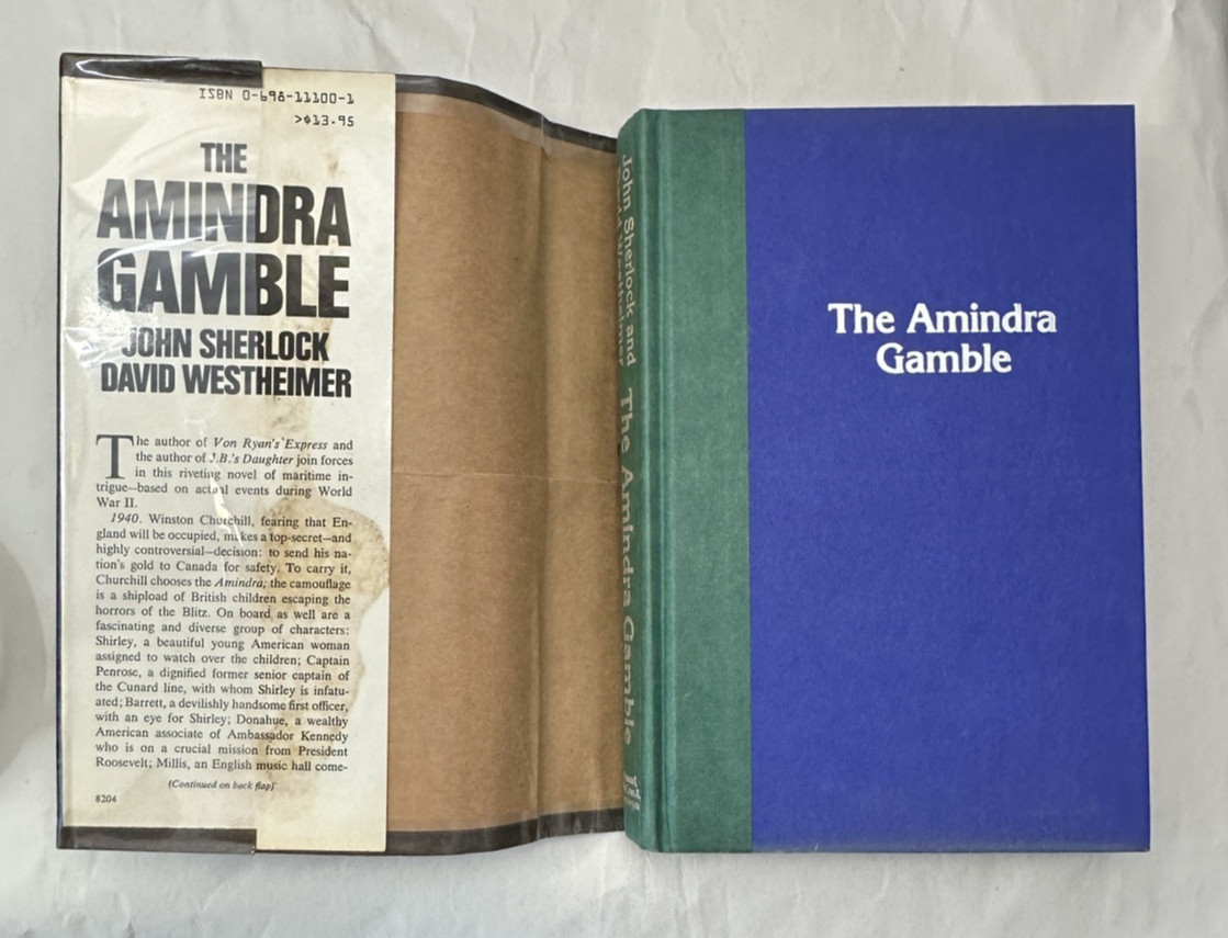 THE AMINDRA GAMBLE By John Sherlock & David Westheimer 1982 DJ / Hardcover - Image 1