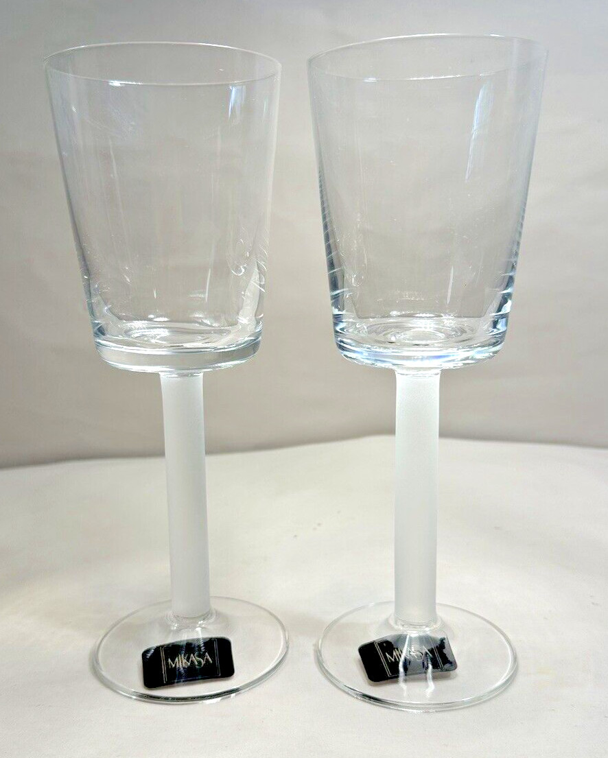 Two (2) Mikasa Overture Frost Goblet Wine Glasses - LS 080