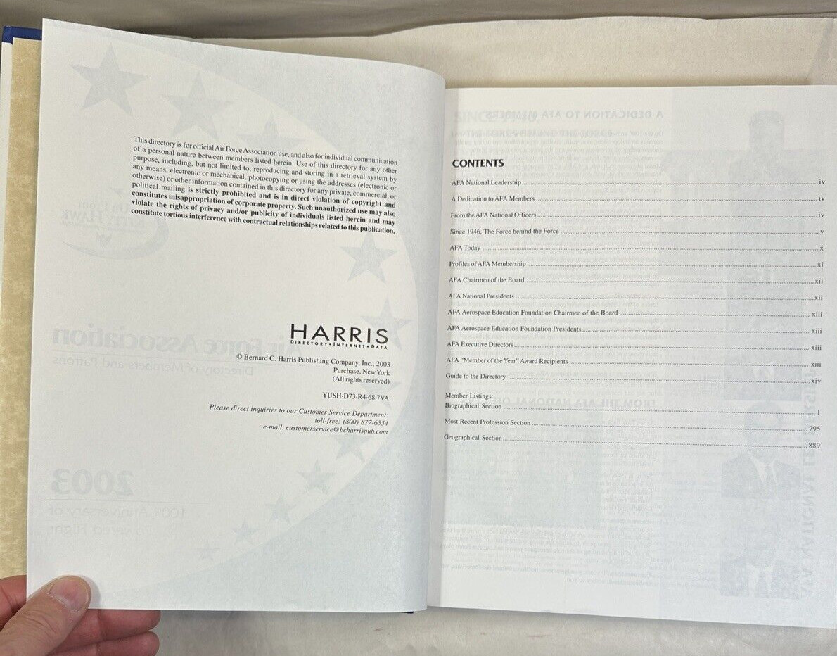 Air Force Association Directory of Members and Patrons - Hardcover 2003 - Image 2