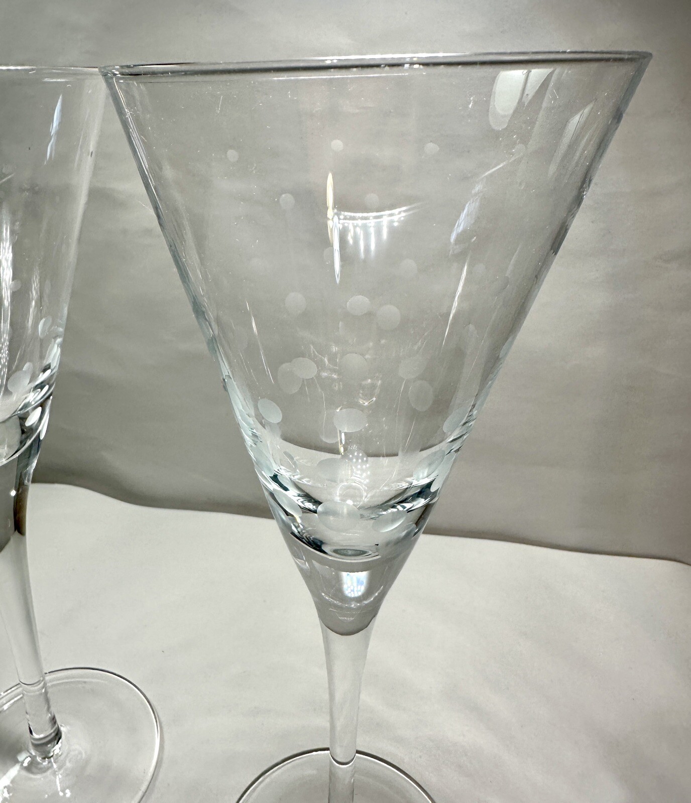 PIER 1 Pair (2) Etched Dots Glass Goblets - 9 3/4” Tall - 8 oz - Image 1
