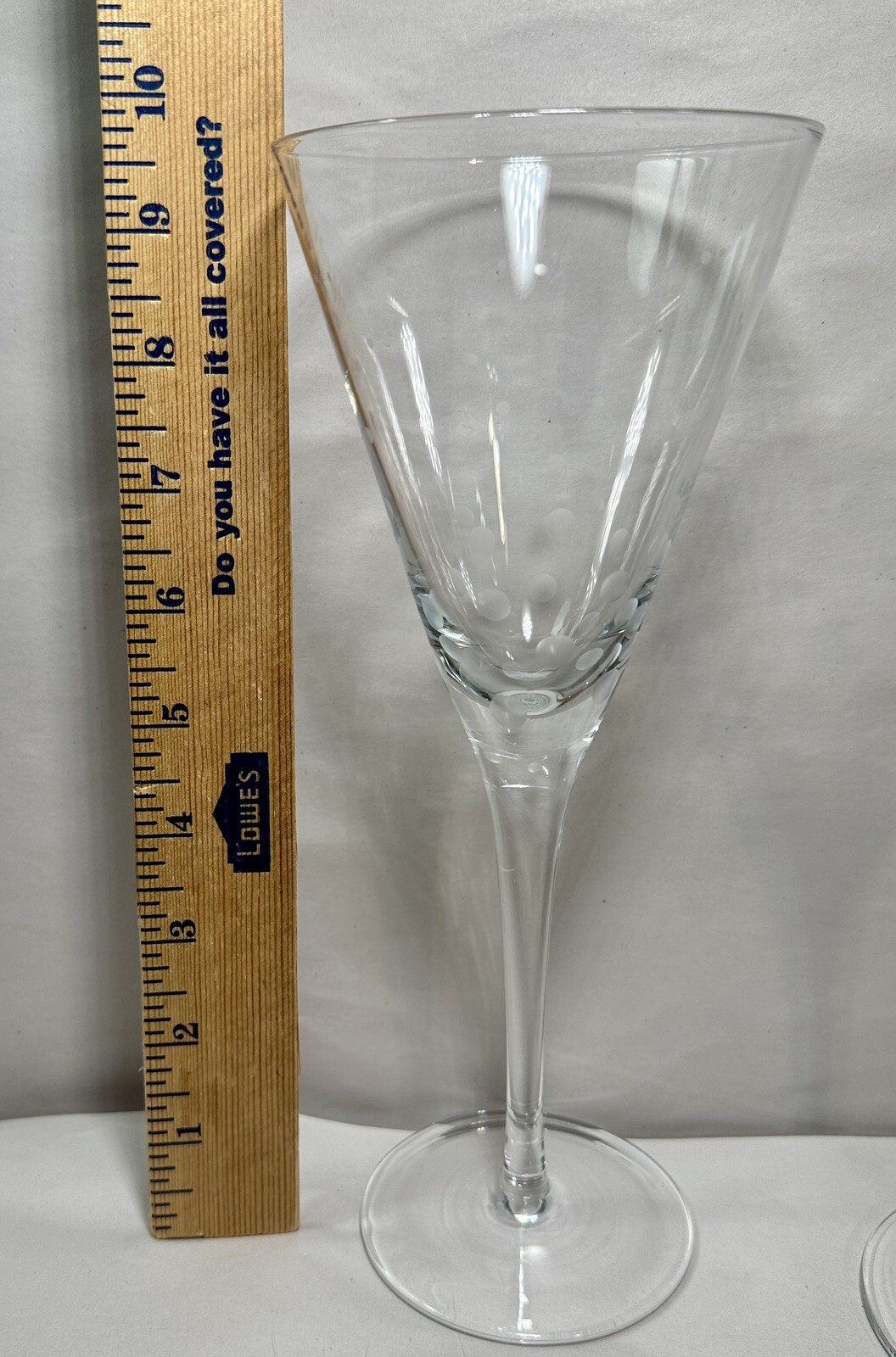 PIER 1 Pair (2) Etched Dots Glass Goblets - 9 3/4” Tall - 8 oz - Image 4