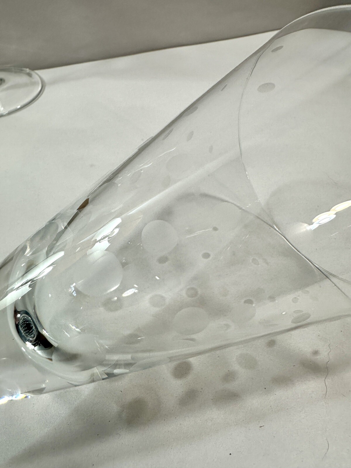 PIER 1 Pair (2) Etched Dots Glass Goblets - 9 3/4” Tall - 8 oz - Image 5