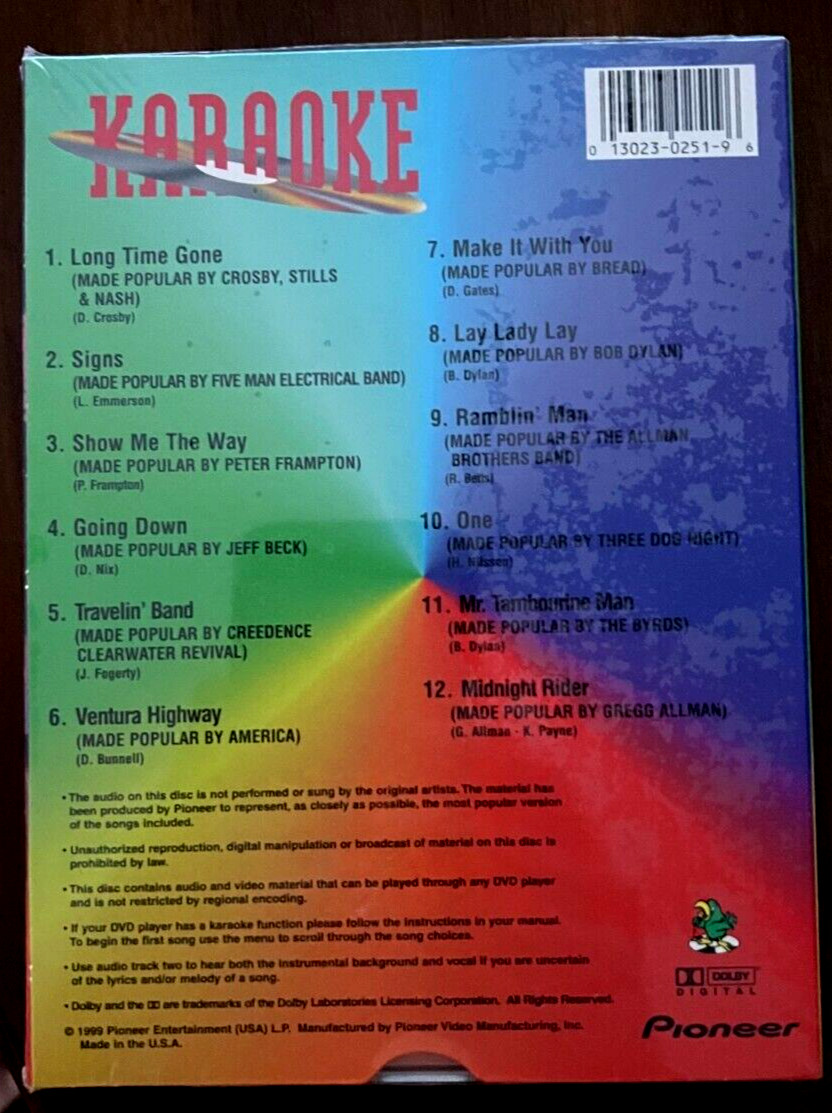 SEALED: Classic Rock Karaoke DVD Pioneer Volume 8 - CCR, Three Dog Night, Bread - Image 1