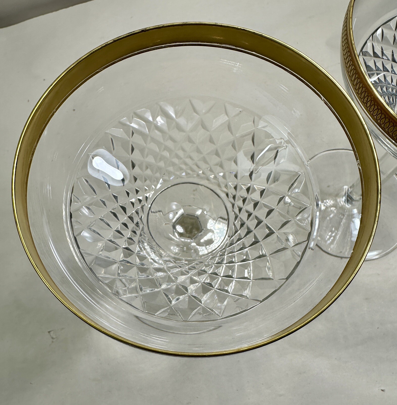 Two Tiffin Fransician Minton Champagne / Sorbet Clear Glass With Gold Bands - Image 6