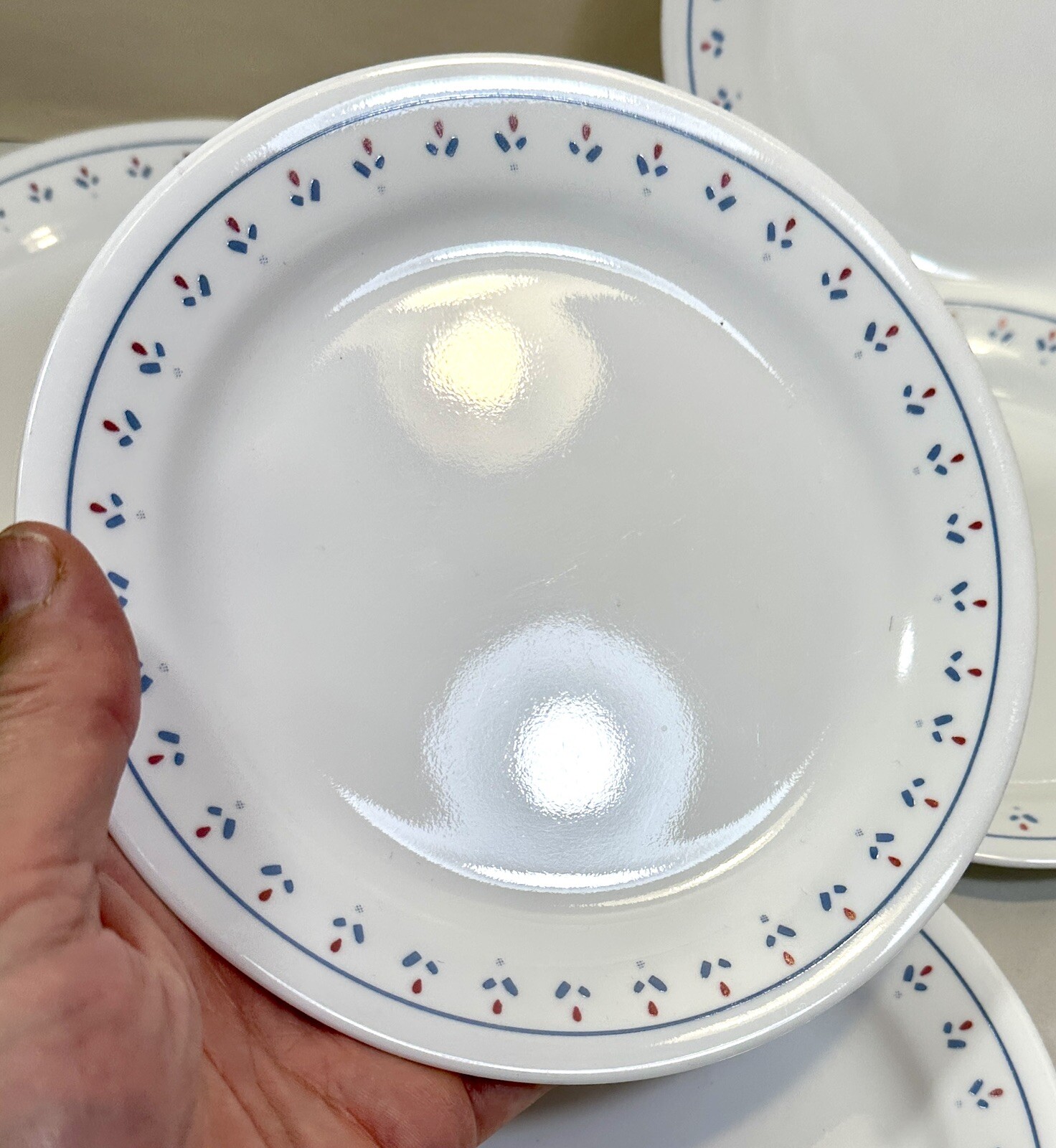 Set of 5 VTG Corelle Normandy Bread Plates - Red & Blue Flowers - 7 1/8”  EUC - Image 1