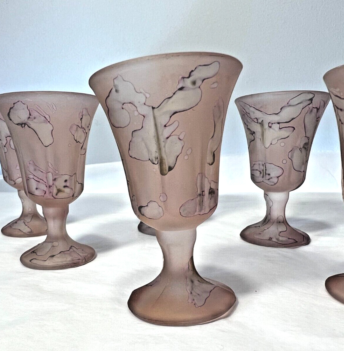 Six (6) Italian Hand Decorated Cordial Glasses - 3" tall - Image 3