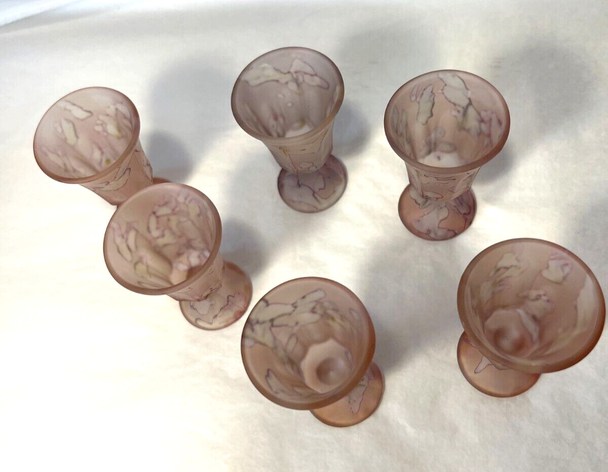 Six (6) Italian Hand Decorated Cordial Glasses - 3" tall - Image 4