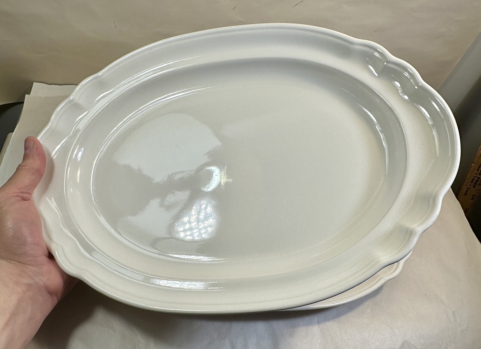 Pfaltzgraff Gazebo White - 10 1/4" X 14 1/2" Oval Scalloped Serving Platter