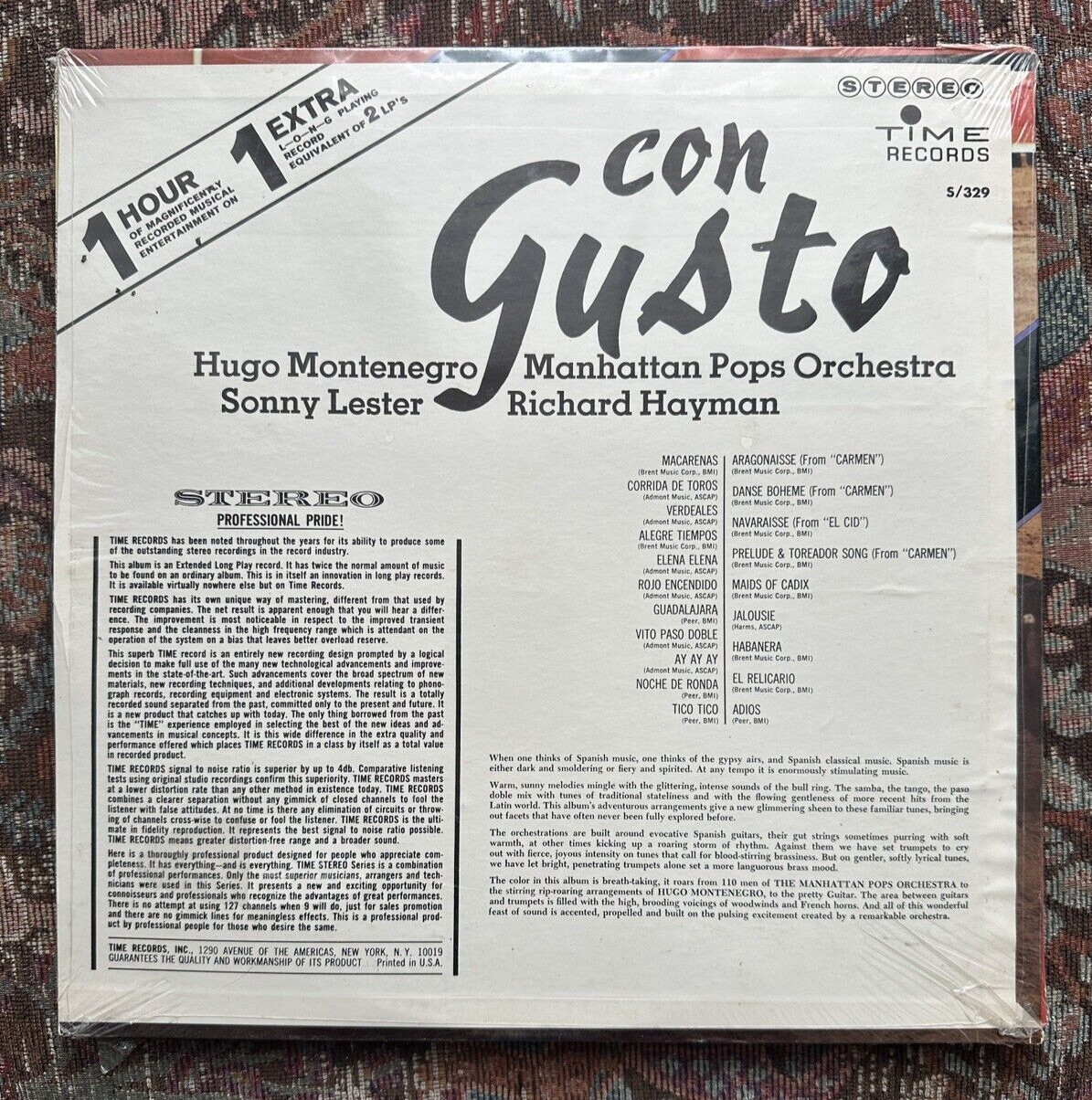 SEALED: Hugo Montenegro - Con Gusto - TIME Records S/329 - Image 1