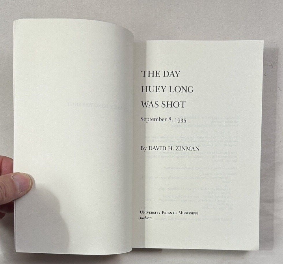 The Day Huey Long Was Shot - David Zinman - (1993 Paperback) -  Pristine, Unread - Image 3
