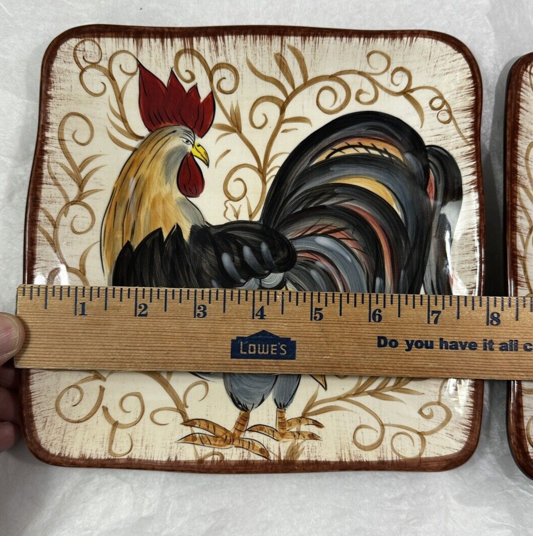 Dario Farrucci Hand Painted Rooster Dinner Plates - 8" - Pottery Farmhouse Décor - Image 5