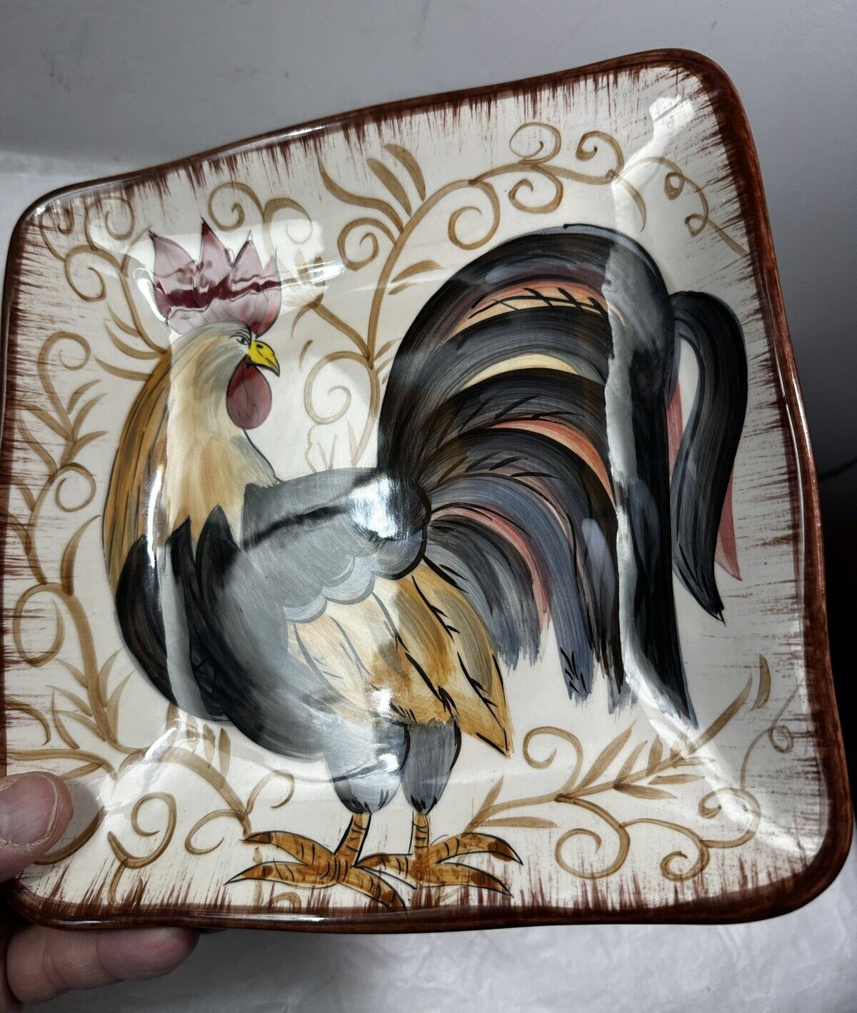 Dario Farrucci Hand Painted Rooster Dinner Plates - 8" - Pottery Farmhouse Décor - Image 7
