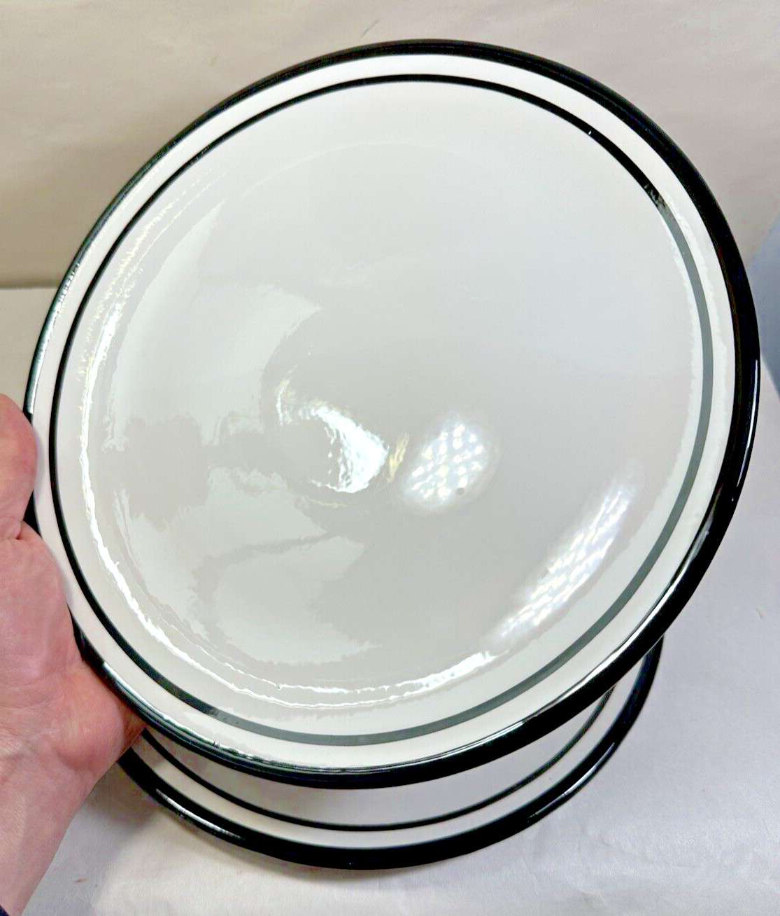Set of 2 Dansk Circa Black Dinner Plates - Black Bands - 10-3/4" - Image 1