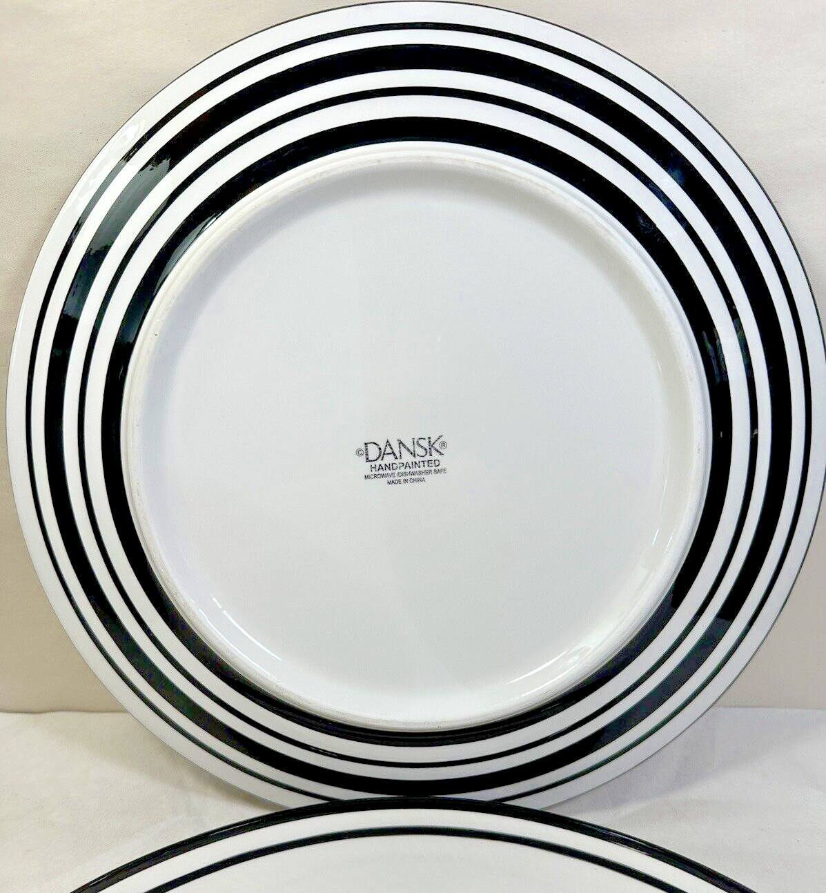 Set of 2 Dansk Circa Black Dinner Plates - Black Bands - 10-3/4" - Image 3