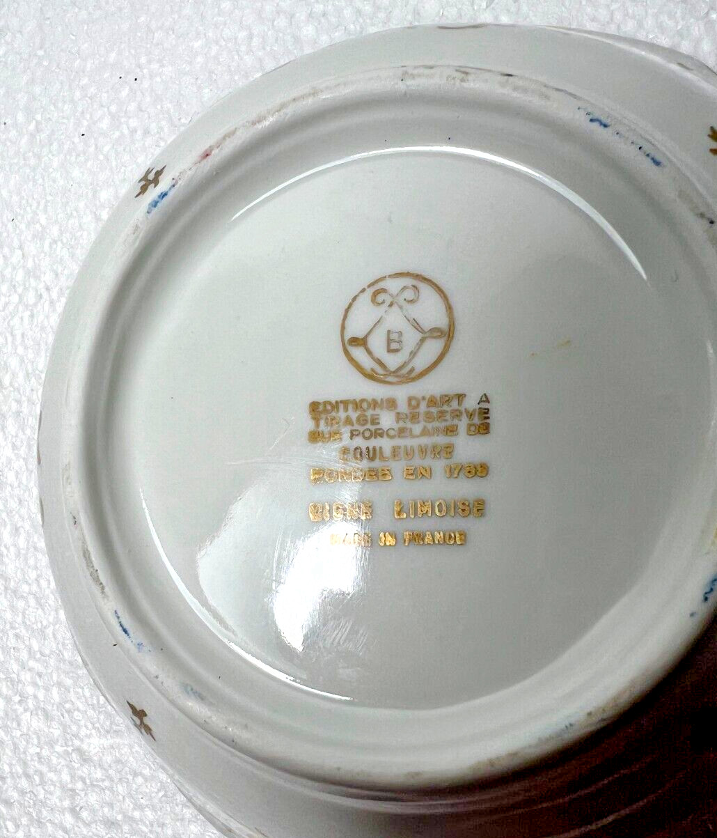 Couleuvre Ligne Limoise D’Art Tirage Reserve Blue and Gold Trinket Tray Flowers - Image 8