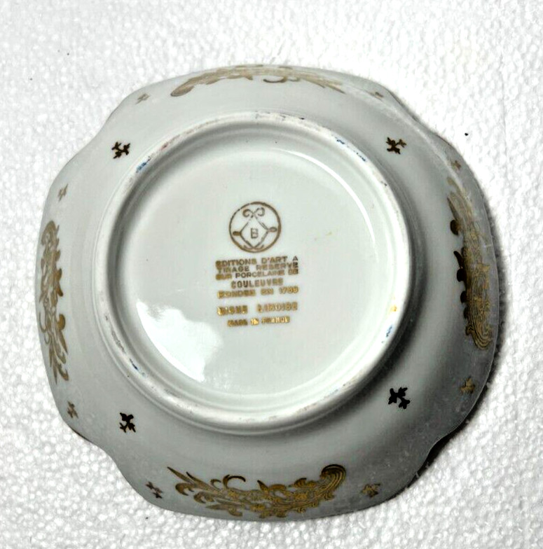 Couleuvre Ligne Limoise D’Art Tirage Reserve Blue and Gold Trinket Tray Flowers - Image 9