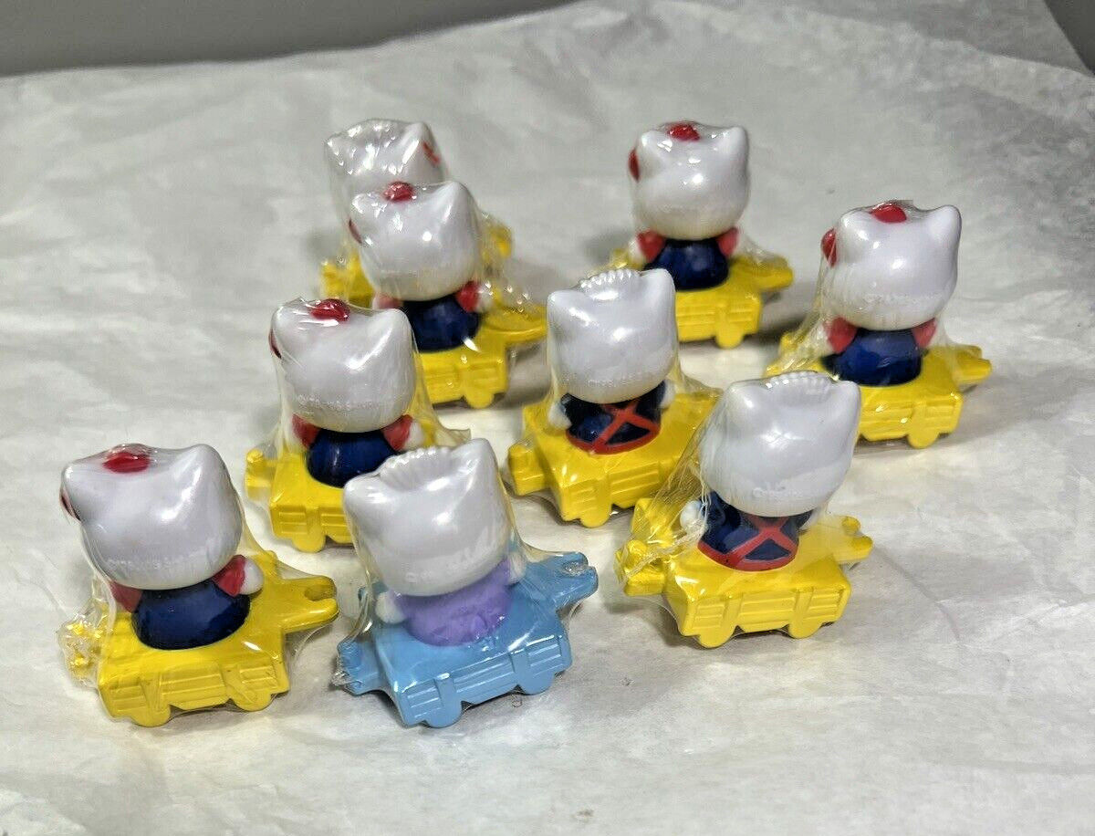 Nine (9) Hello Kitty Nestle Ice Cream Trolley Mini Toys  - Sealed in Plastic - Image 2