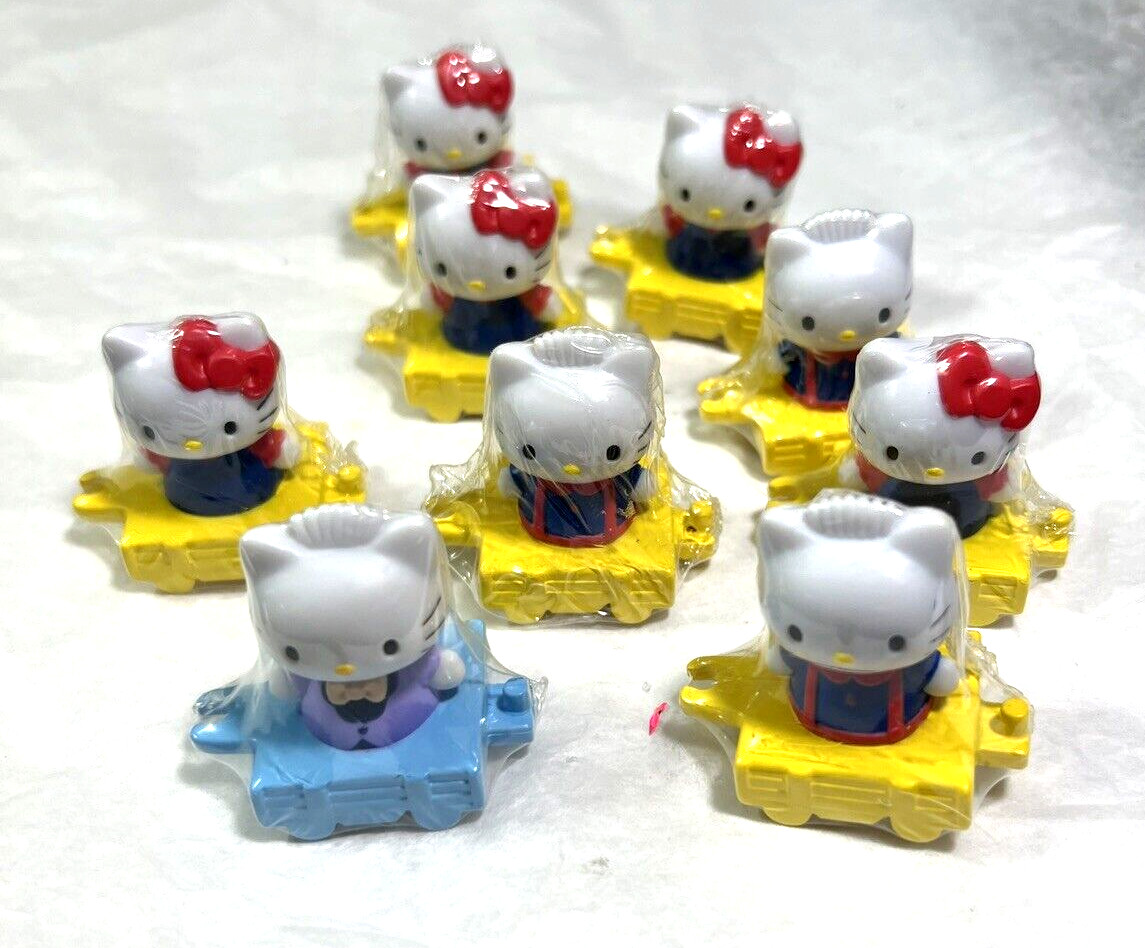 Nine (9) Hello Kitty Nestle Ice Cream Trolley Mini Toys  - Sealed in Plastic