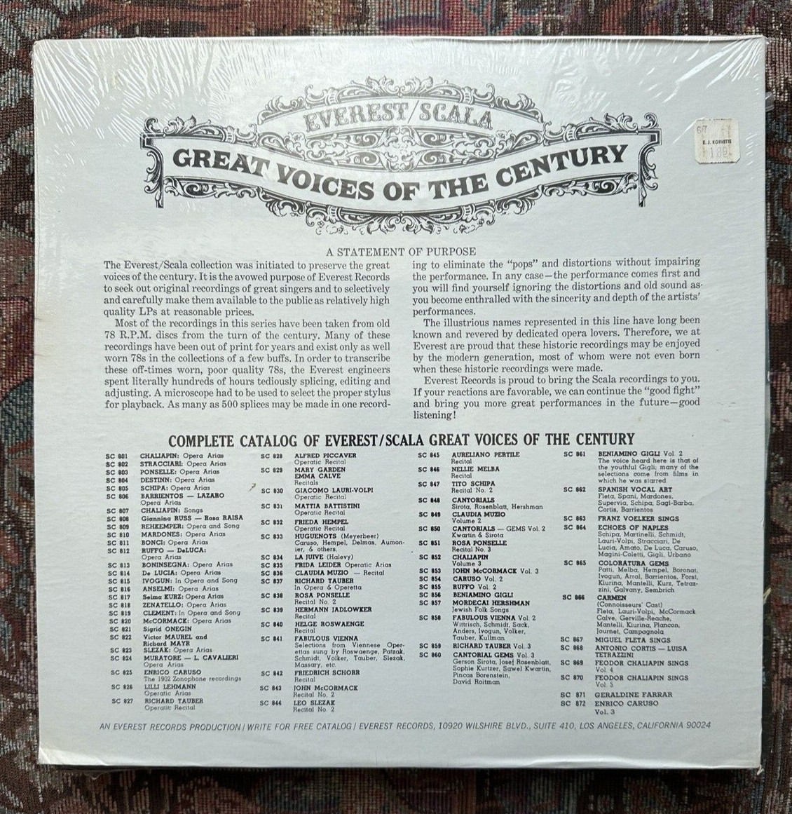 SEALED:  Great Voices of the Century - Lilli Lehmann - Scala 826 - Image 1