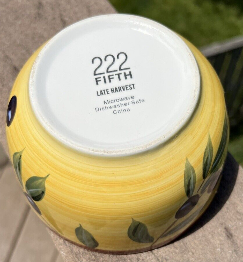 One (1) 222 Fifth Late Harvest Soup / Cereal Bowl - Unboxed, Immaculate - Image 3