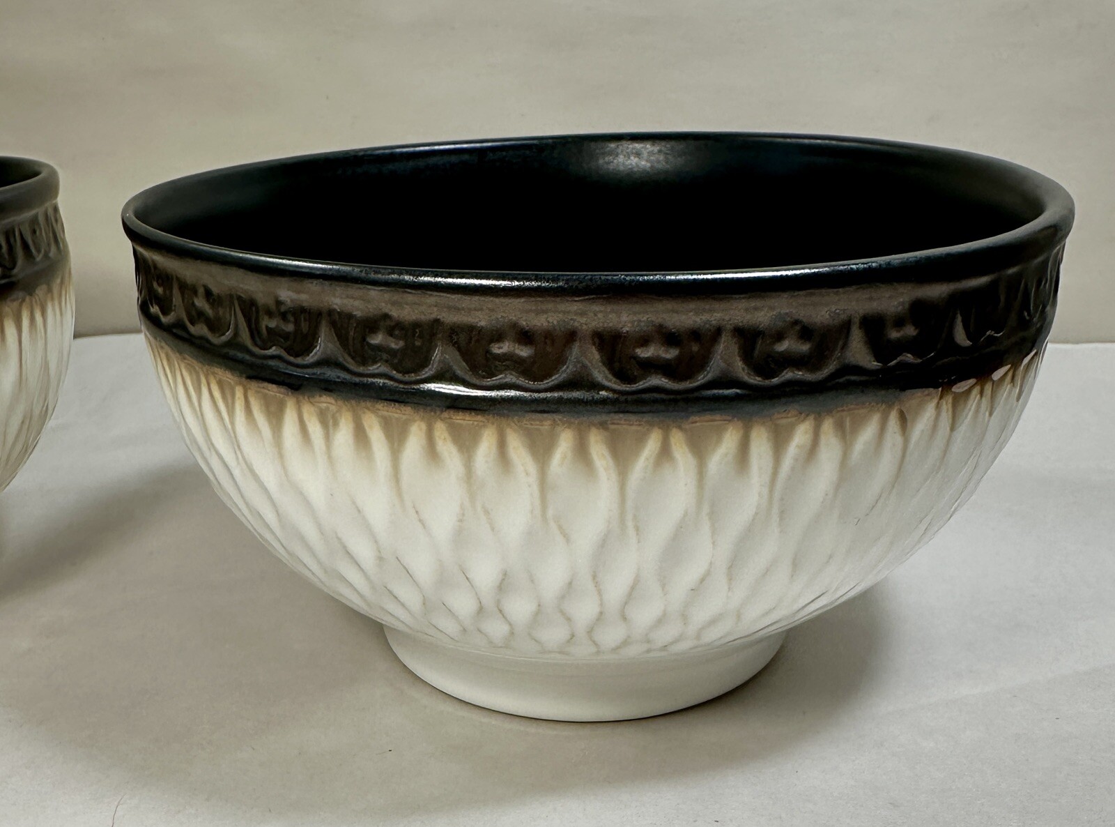 2-Gourmet Basics by Mikasa Sorrento Stoneware 6" Cereal Soup Bowls - Mint - Image 1