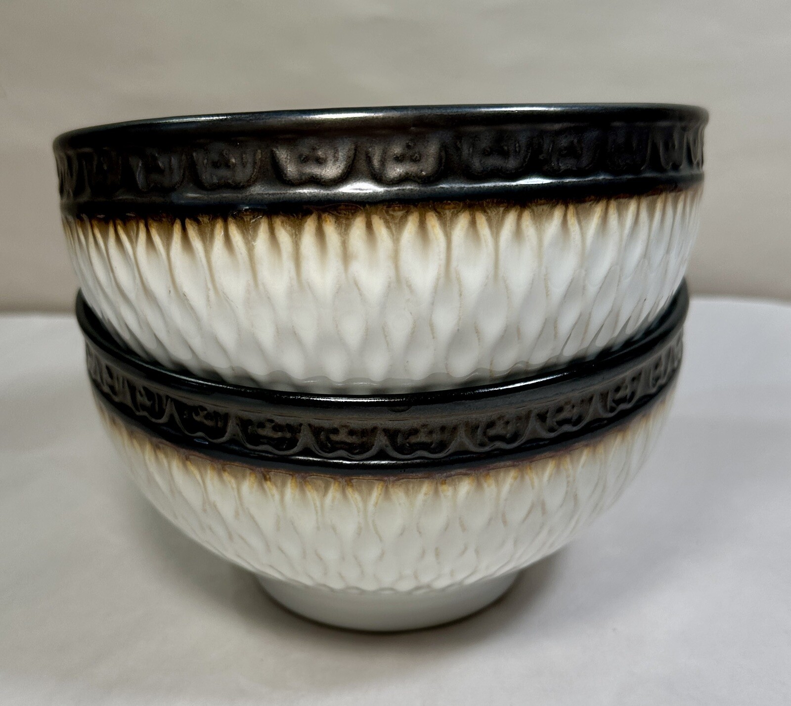 2-Gourmet Basics by Mikasa Sorrento Stoneware 6" Cereal Soup Bowls - Mint - Image 6