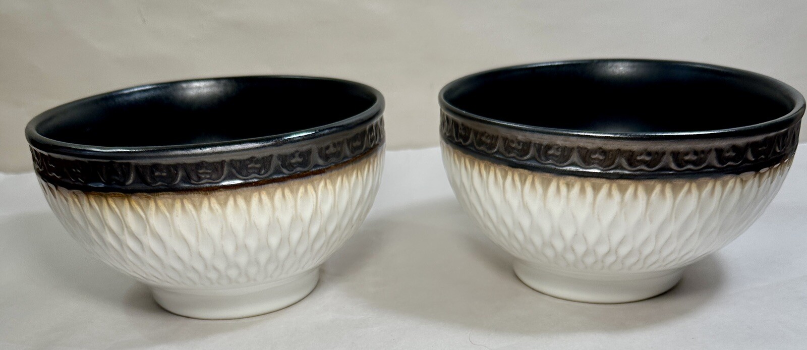 2-Gourmet Basics by Mikasa Sorrento Stoneware 6" Cereal Soup Bowls - Mint