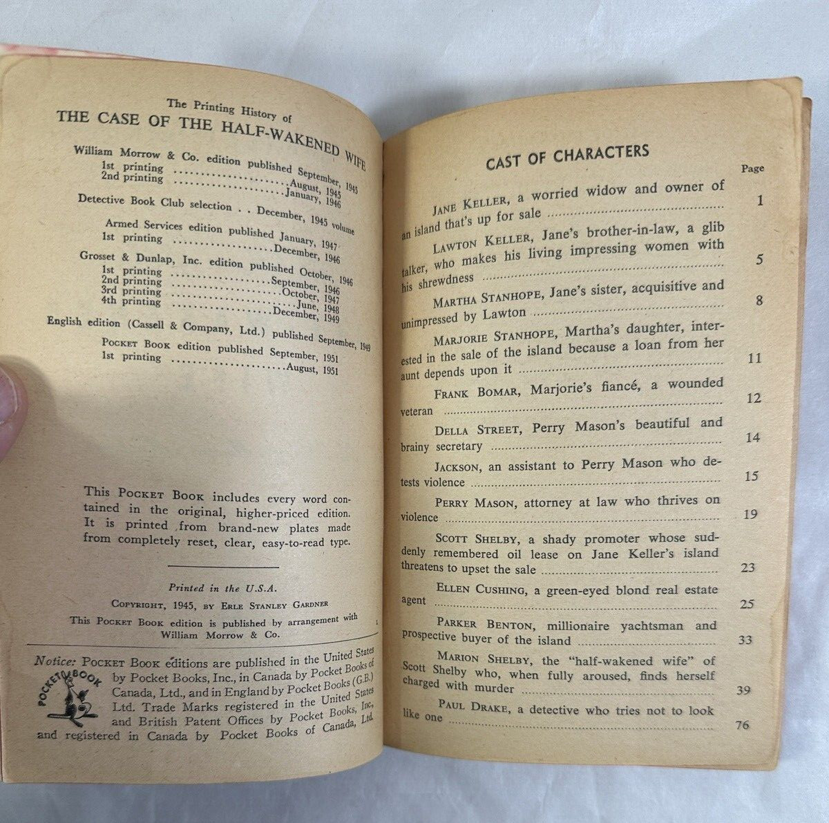 Perry Mason / Erle Stanley Gardner : The Case of the Half-Wakened Wife 1951 VTG - Image 3